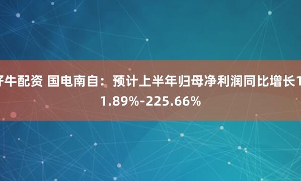 好牛配资 国电南自：预计上半年归母净利润同比增长171.89%-225.66%
