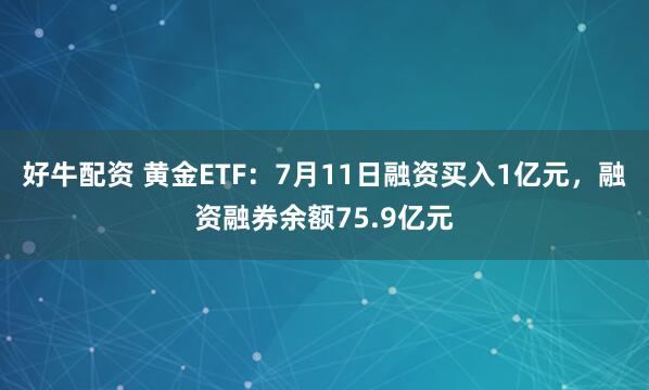 好牛配资 黄金ETF：7月11日融资买入1亿元，融资融券余额75.9亿元